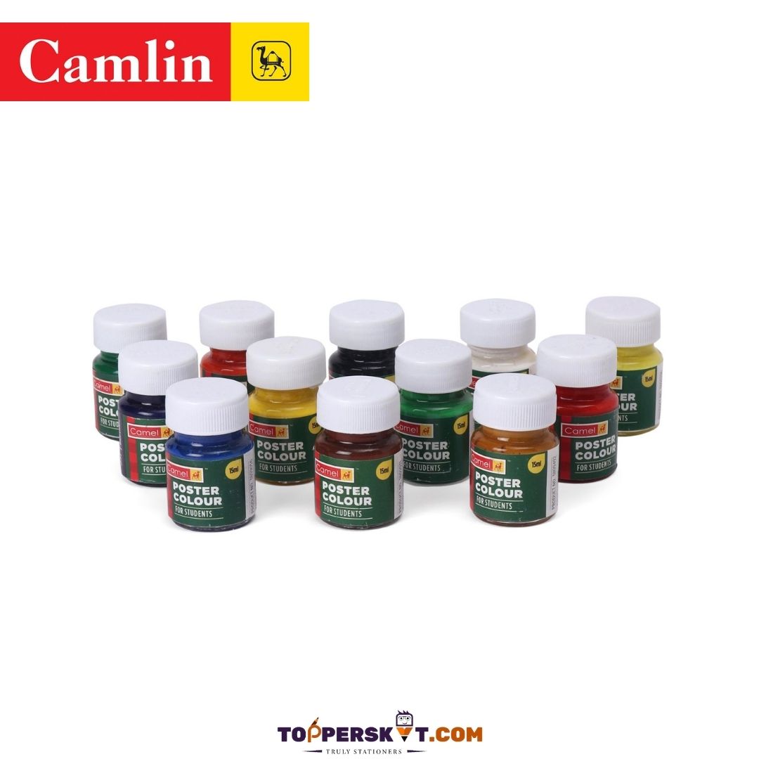 Camlin Student Poster Colours - Multicolour : Vibrant Hues for Artistic Brilliance and Creative Expression! ( Pack of 12 ) - Topperskit LLP