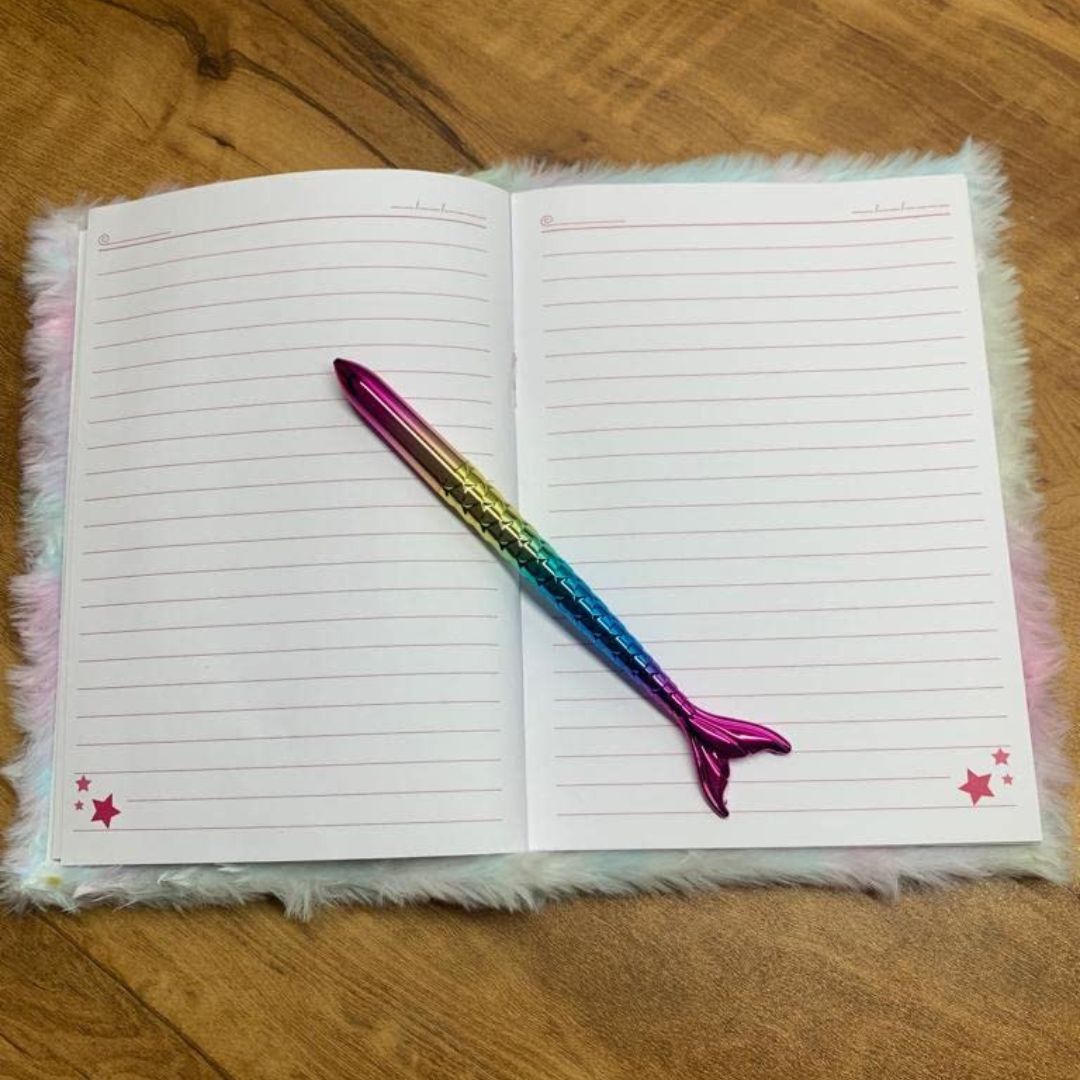A5 Mermaid Fur Diary With Pen Set : Mermaid Dreams ( Pack of 1 ) - Topperskit LLP