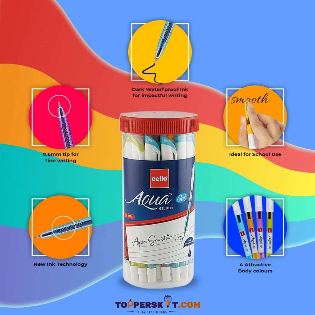 Cello Aqua Gel Pen – Blue: Elegance in Writing Excellence ( Pack of 1 ) - Topperskit LLP