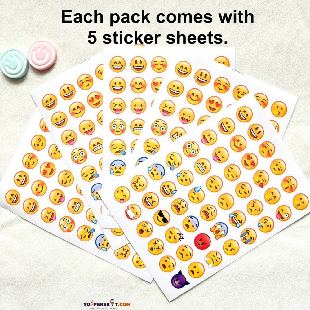 (5 Pcs) Cute Emoji Sticker Sheets with Assorted Designs