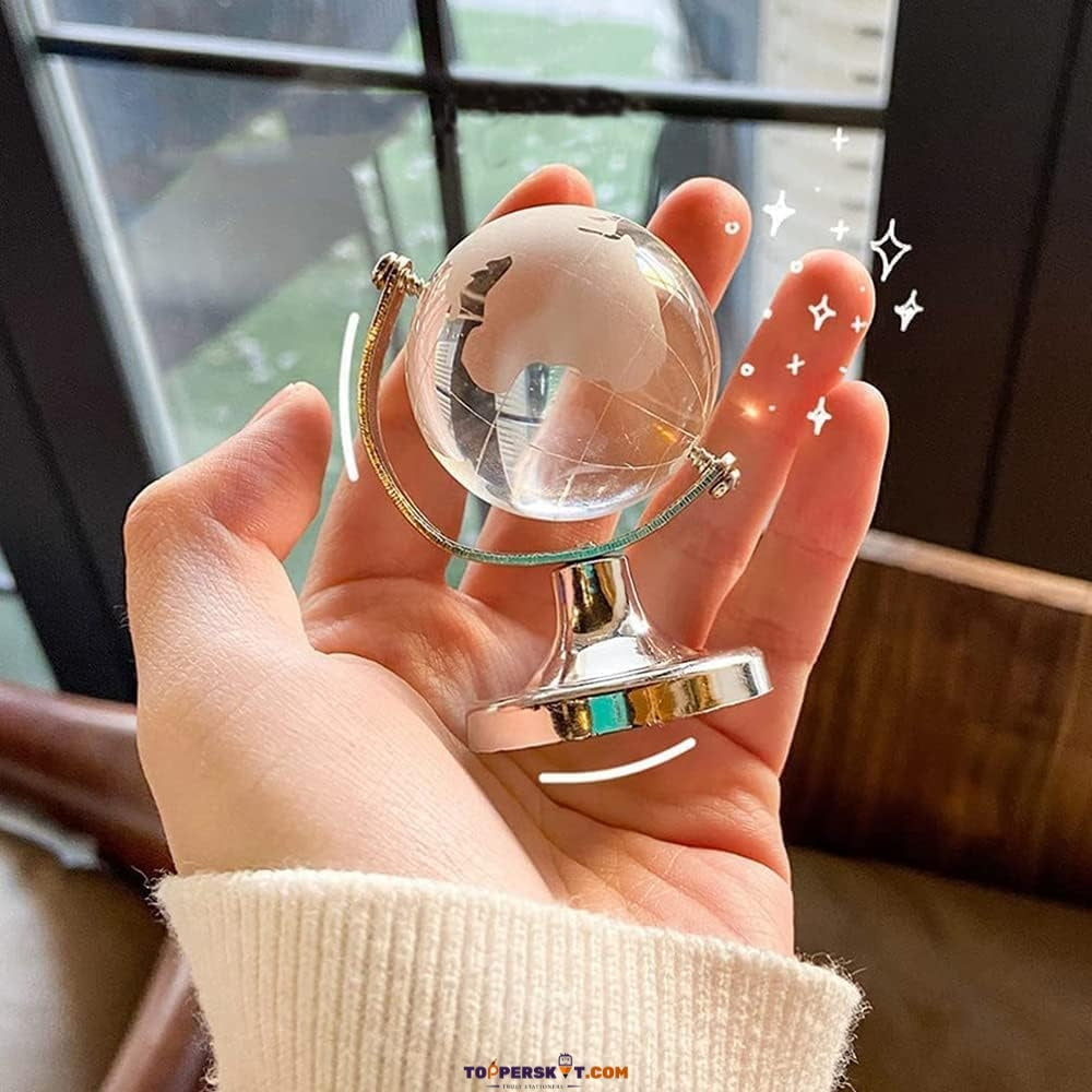 Mini World Globe Crystal Glass -Elegant Desk & Home Décor Showpiece (Pack of 1)