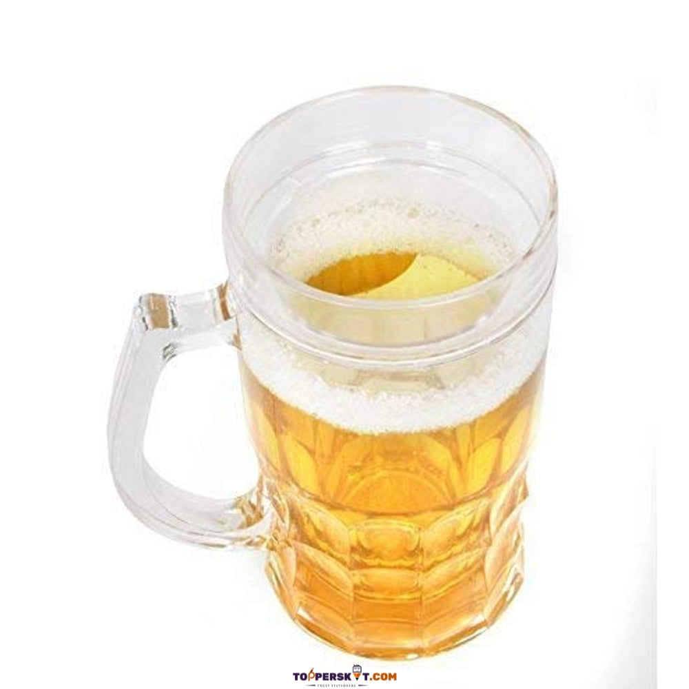 Unbreakable Heavy Plastic Transparent Beer Prank Mug with Handle (Pack of 1)