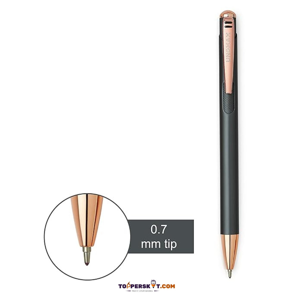 Unomax Lumina Jet Ink Metal Body Pen - Blue Ink Precision Writing (Pack of 1)