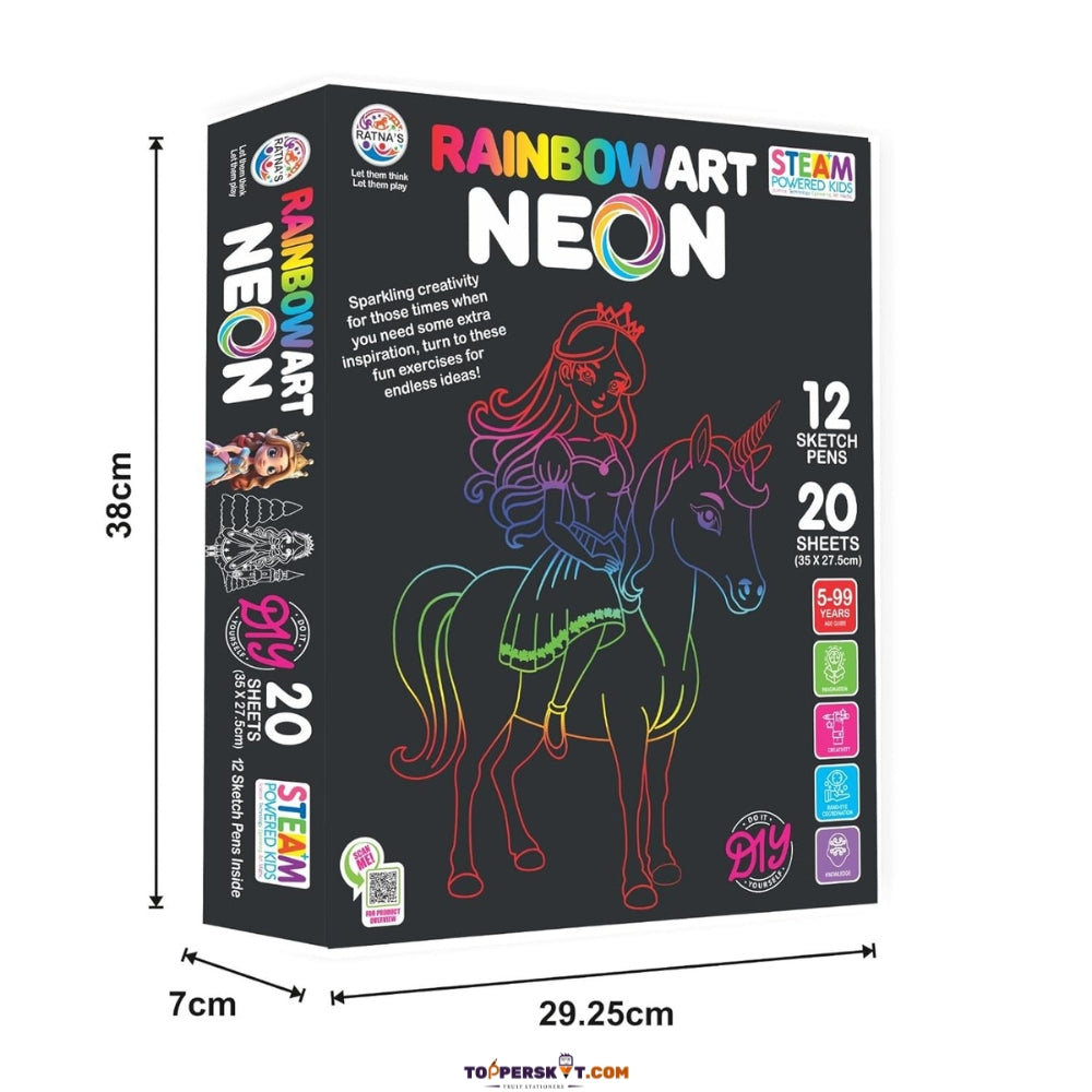 Rainbow Art Neon 20 Sheet with 12 Shades Marker (Pack of 1)