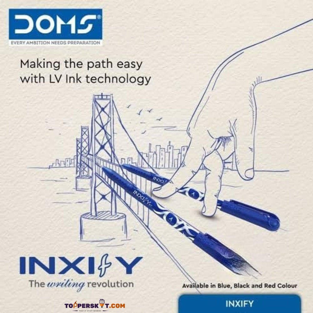 (5 Pcs.) Doms Inxify LV Ink Technology & Textured Grip Pen - Black