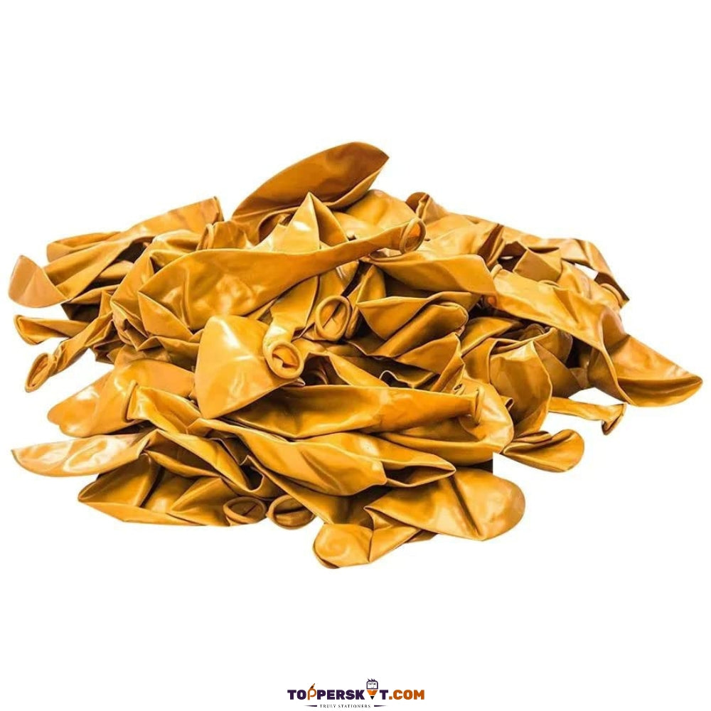 Party Balloons - Golden Metallic, Made from Natural Rubber Latex (Pack of 50)