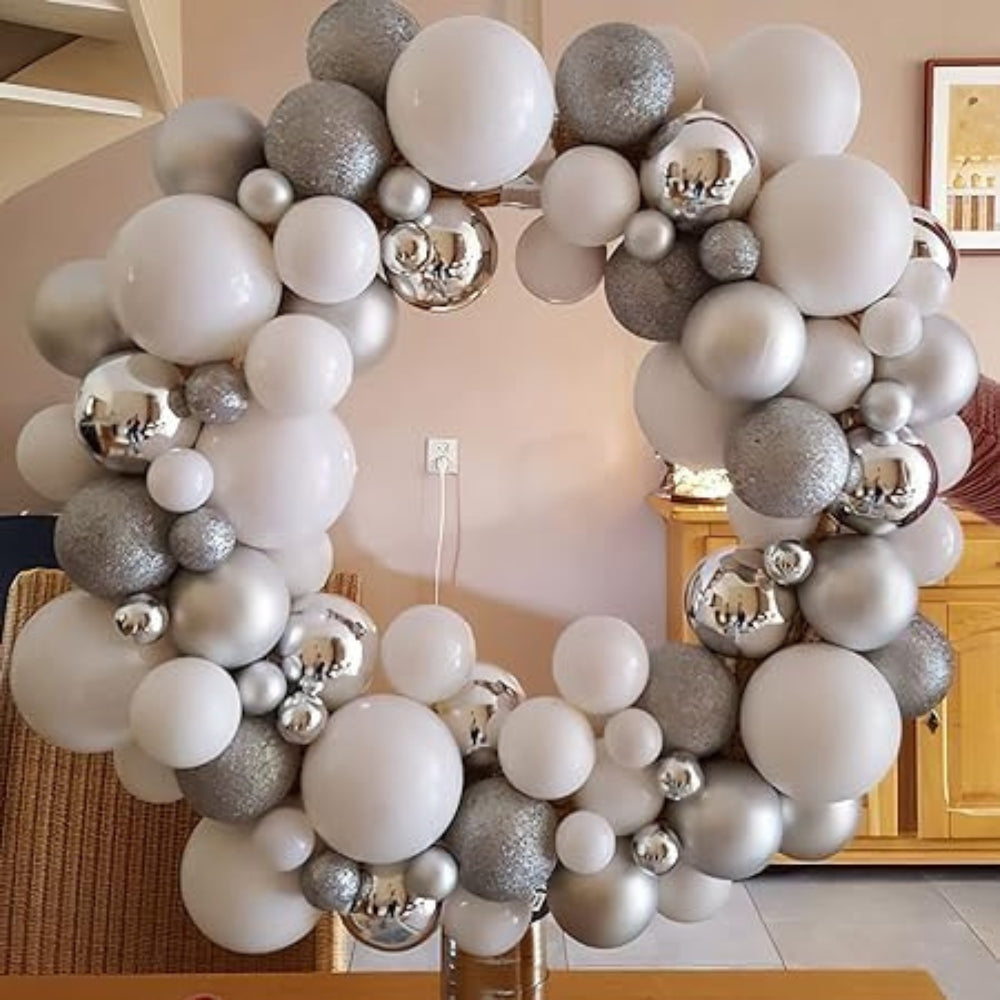 Party Balloons - Metallic Grey, Made from Natural Rubber Latex (Pack of 50)