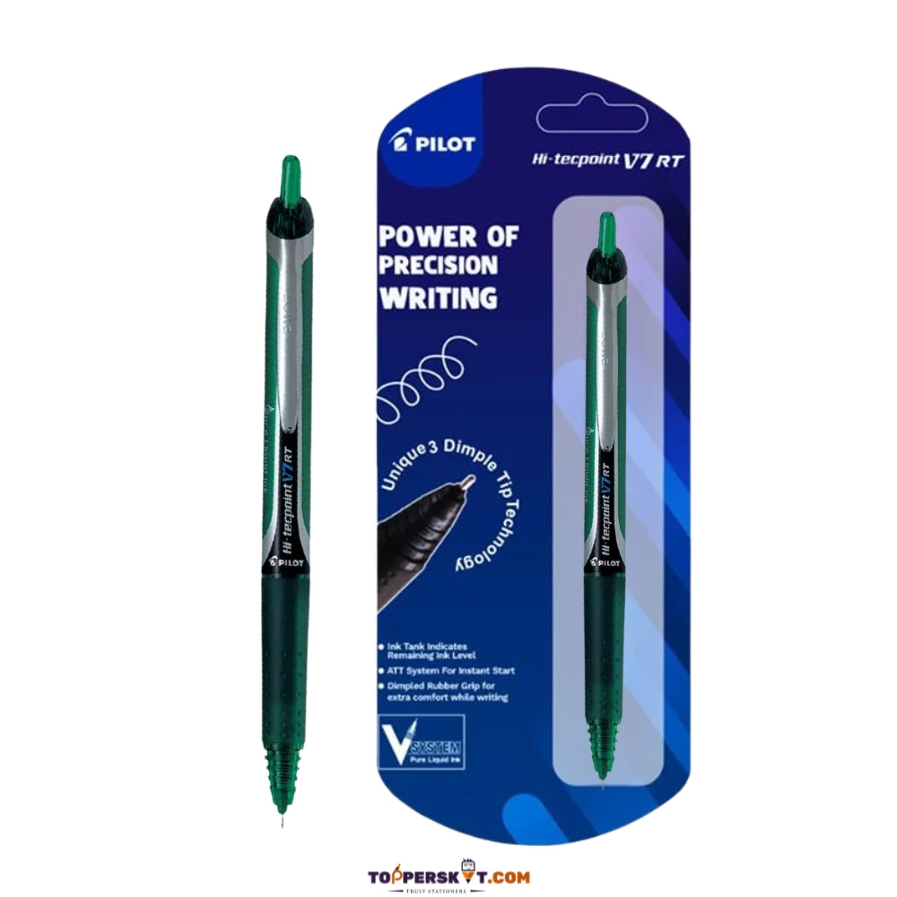Pilot Hi-Tecpoint V7RT Roller Ball Pen- Green (Pack of 1)