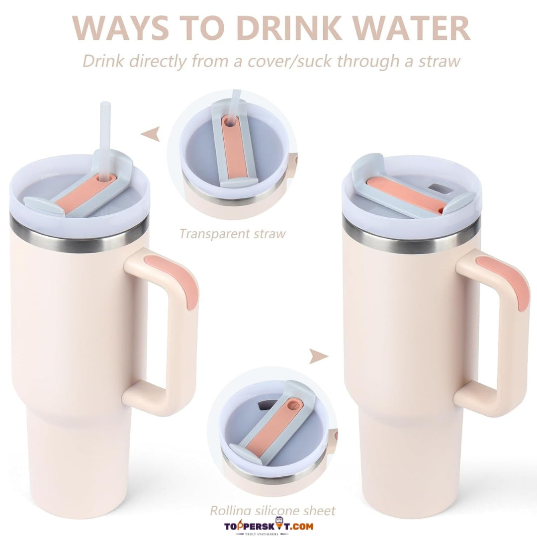 Stainless Steel Tumbler with Handle & Straw - 1200ml Water Bottle (Pack of 1)