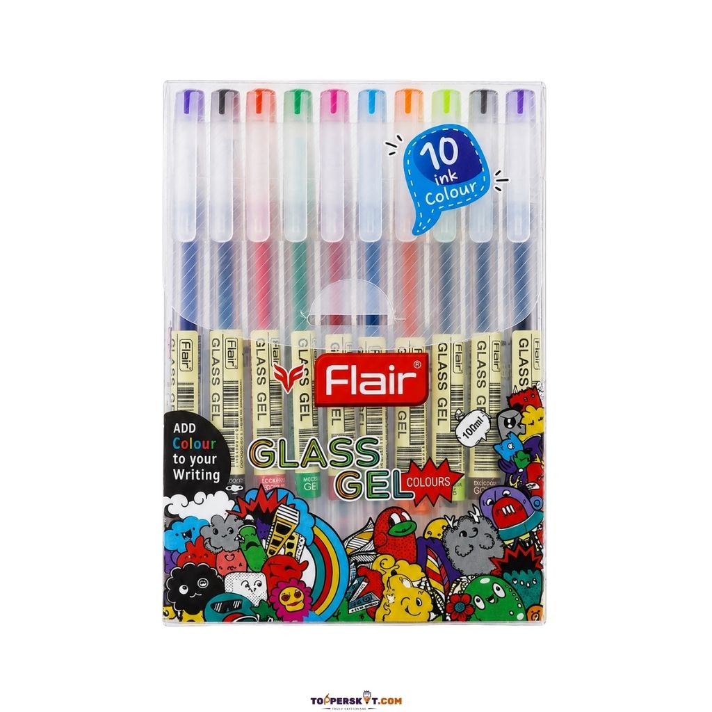 Flair Glass Gel Multicolour Gel Pens Set of 10 - Image 4
