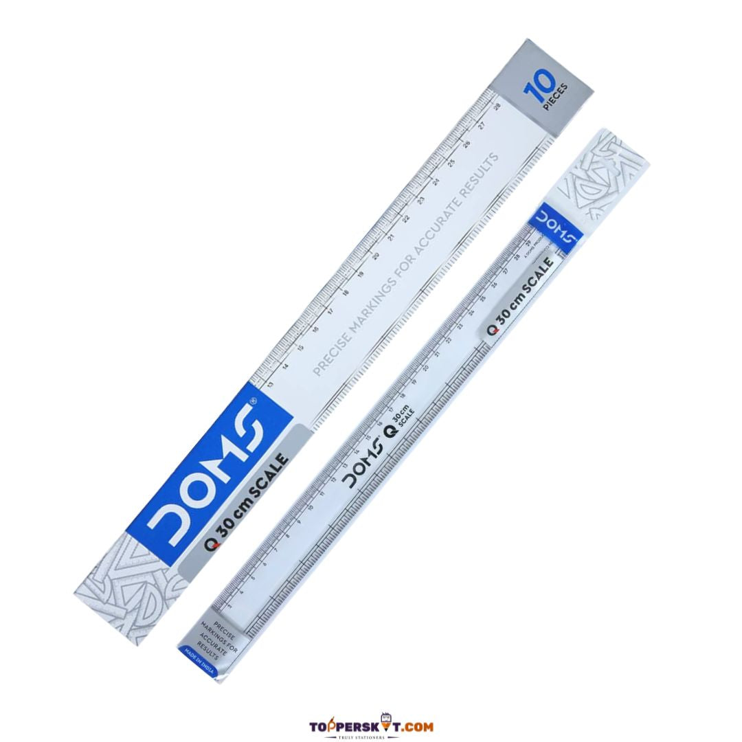 (10 Pcs.) DOMS 30 cm Q Scale – Clear & Accurate Measuring Ruler