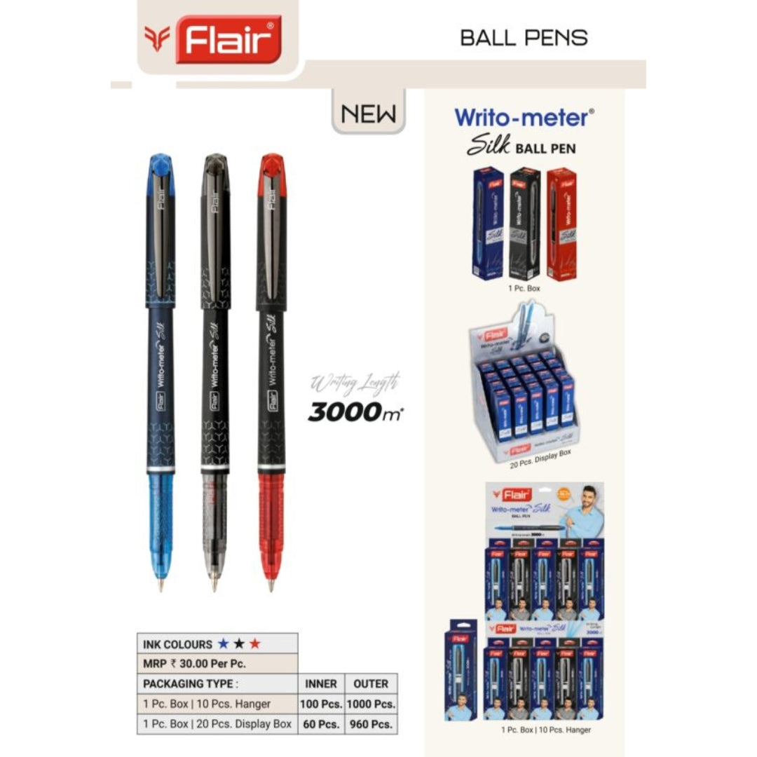 Flair Writo-Meter Silk Ball Pen - Red (Pack of 1)