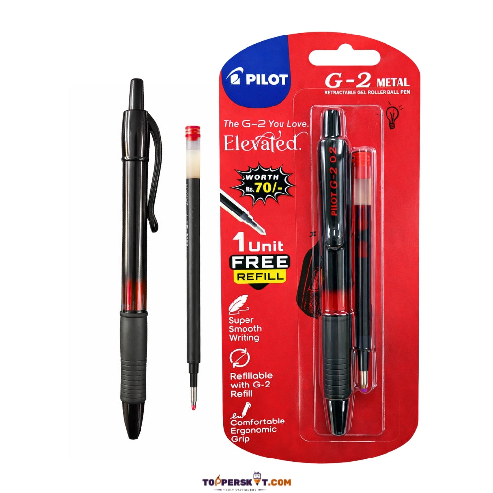Pilot G-2 Metal Retractable Roller Gel Pen- Red (Pack of 1)