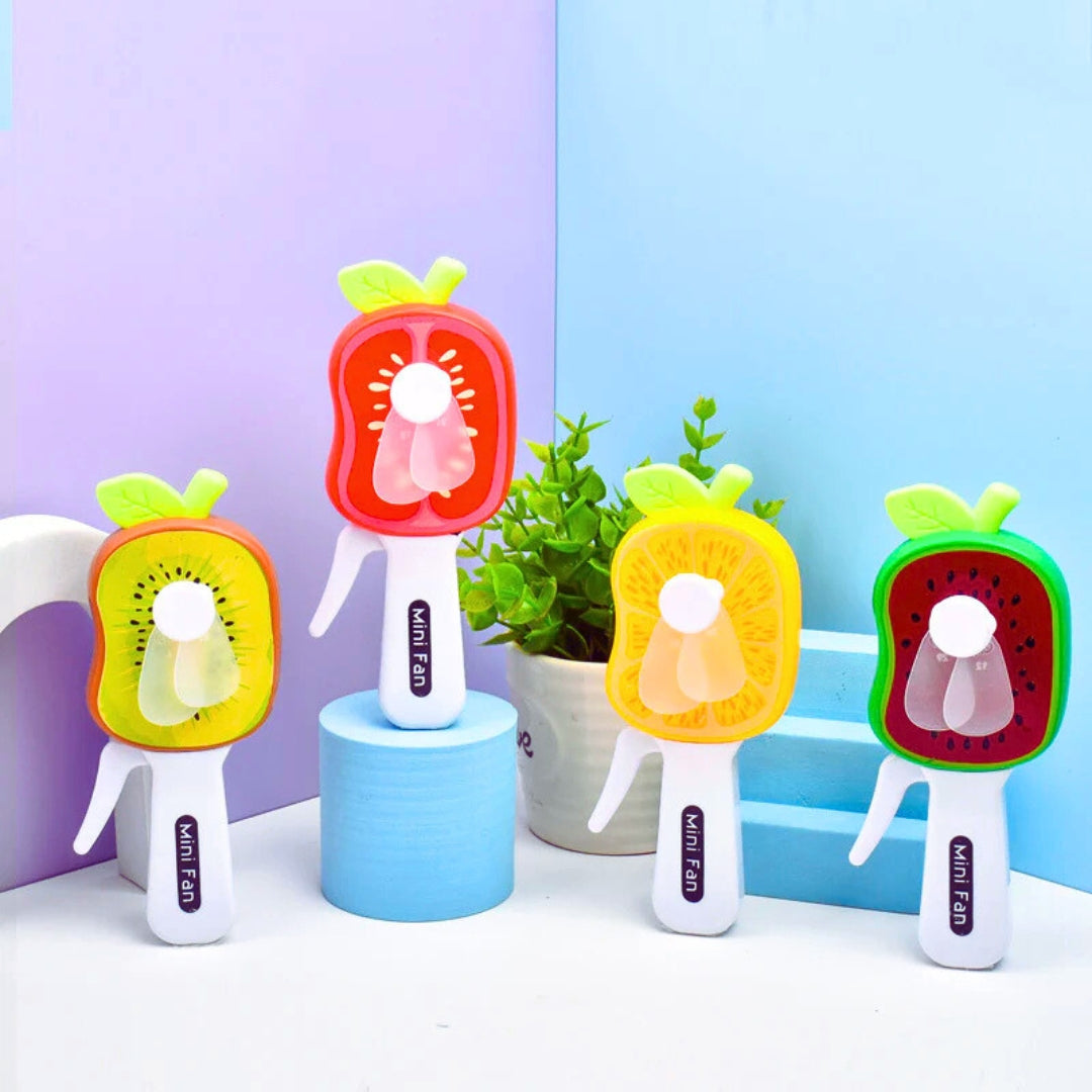 Cute Fruit Shape Mini Hand Fan for Kids – Summer Cooling Toy (Pack of 1)
