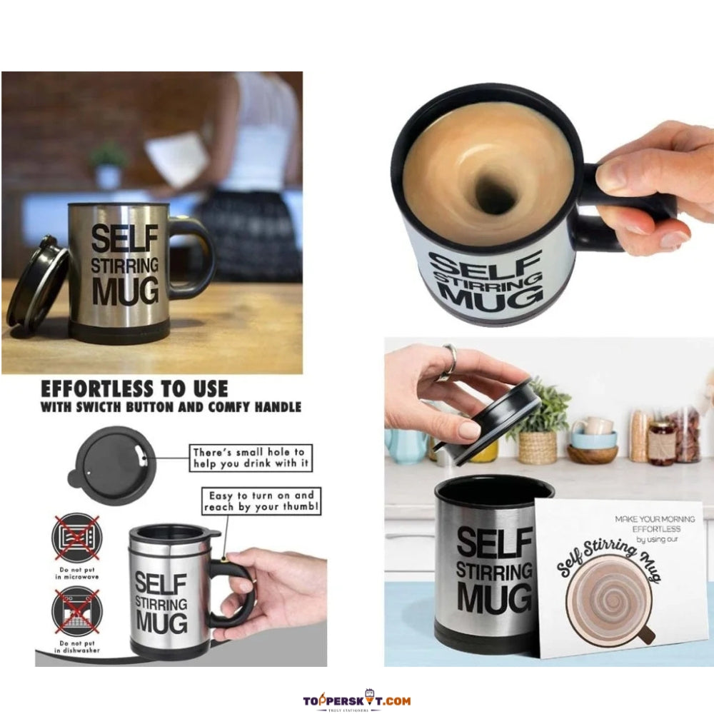 Self-Stirring Mug – Automatic Mixing Mug, Stainless Steel (Pack of 1)