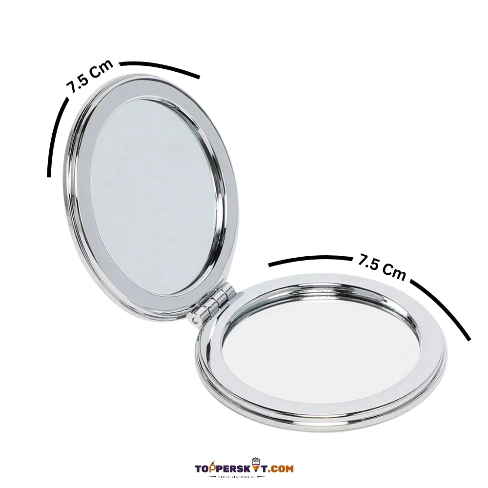 Folding Pocket Size Round Makeup Mirror - Mini Pocket Cosmetic Mirror (Pack of 1)