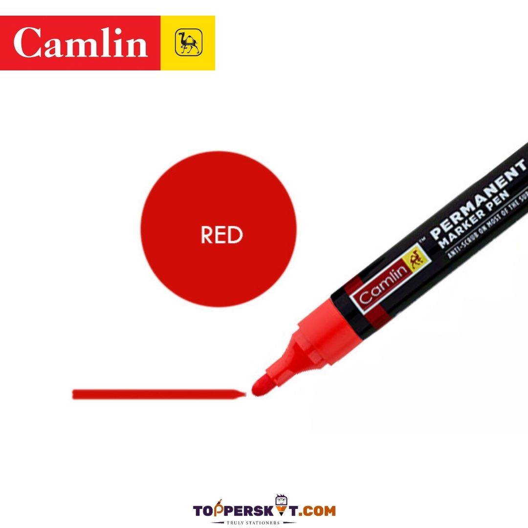 Camlin Permanent Marker Pen - Red: Bold, Refillable, and Versatile ( Pack Of 1 ) - Topperskit LLP