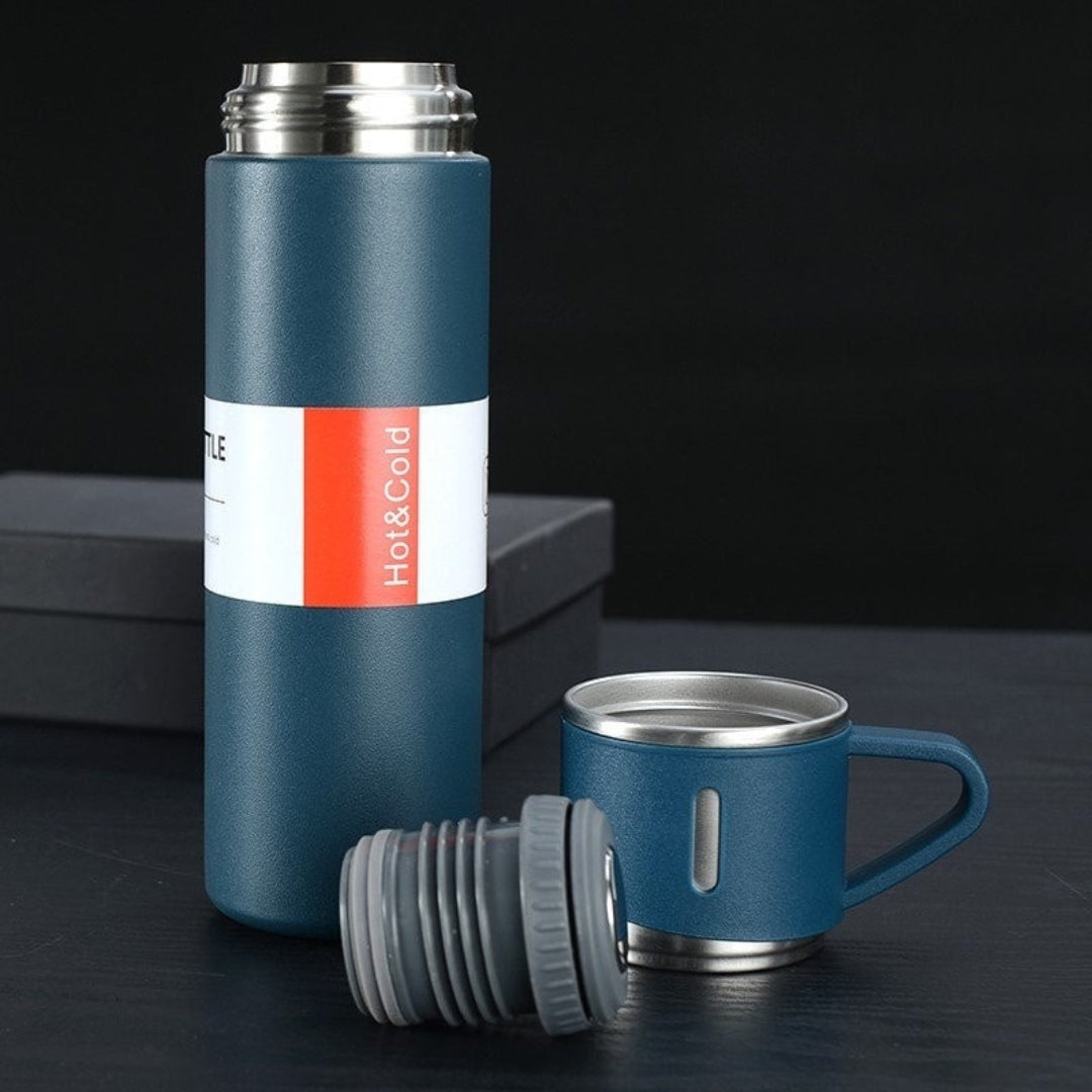 Stainless Steel Vacuum Thermal Flask Set – 500ml Hot & Cold 12-hour Insulation (Pack of 1)