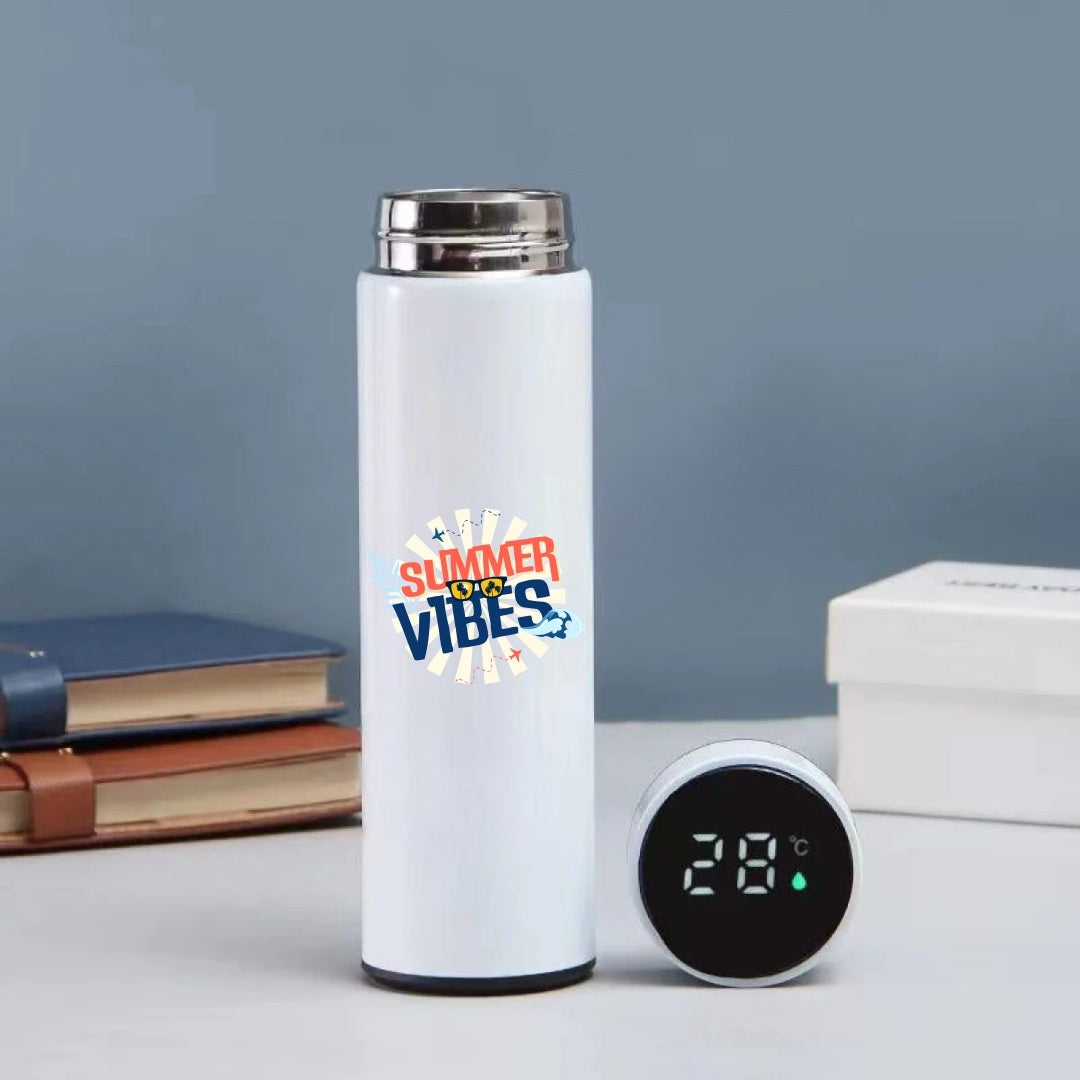 Printed Temperature Water Bottle - 500ml, Metal Bottle with LED Display (Pack of 1)