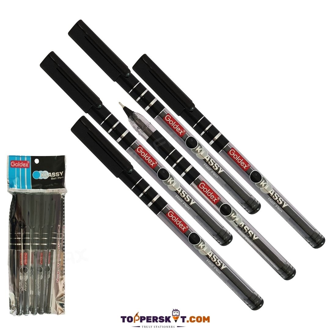 Goldex Klassy Ball Pen – Black: A Symphony of Elegance and Precision ( Pack of 5 ) - Topperskit LLP