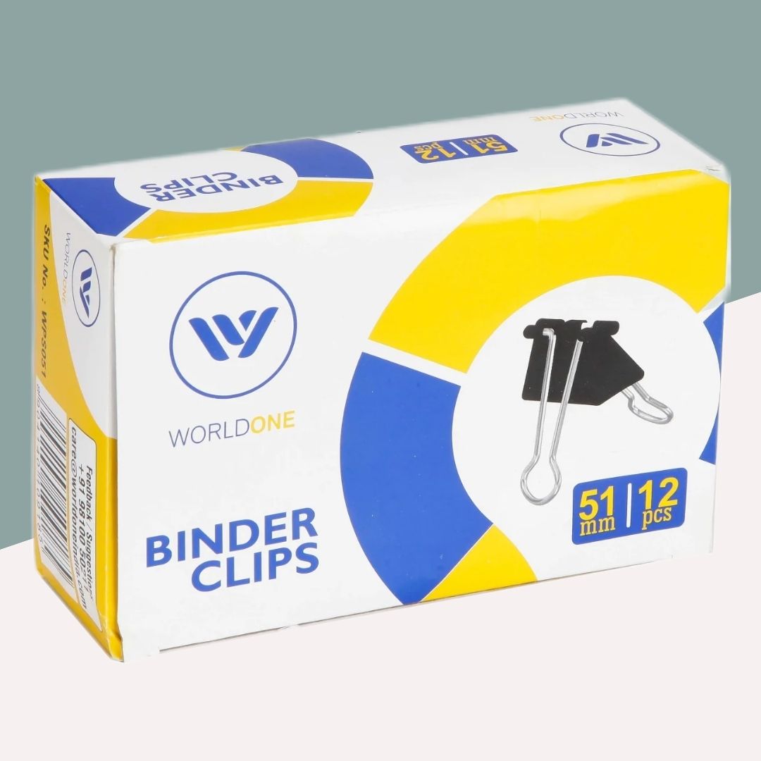 WorldOne 51mm Paper Holding Binder Clips : Premium Quality for Secure Document Organization ( Pack of 12 ) - Topperskit LLP