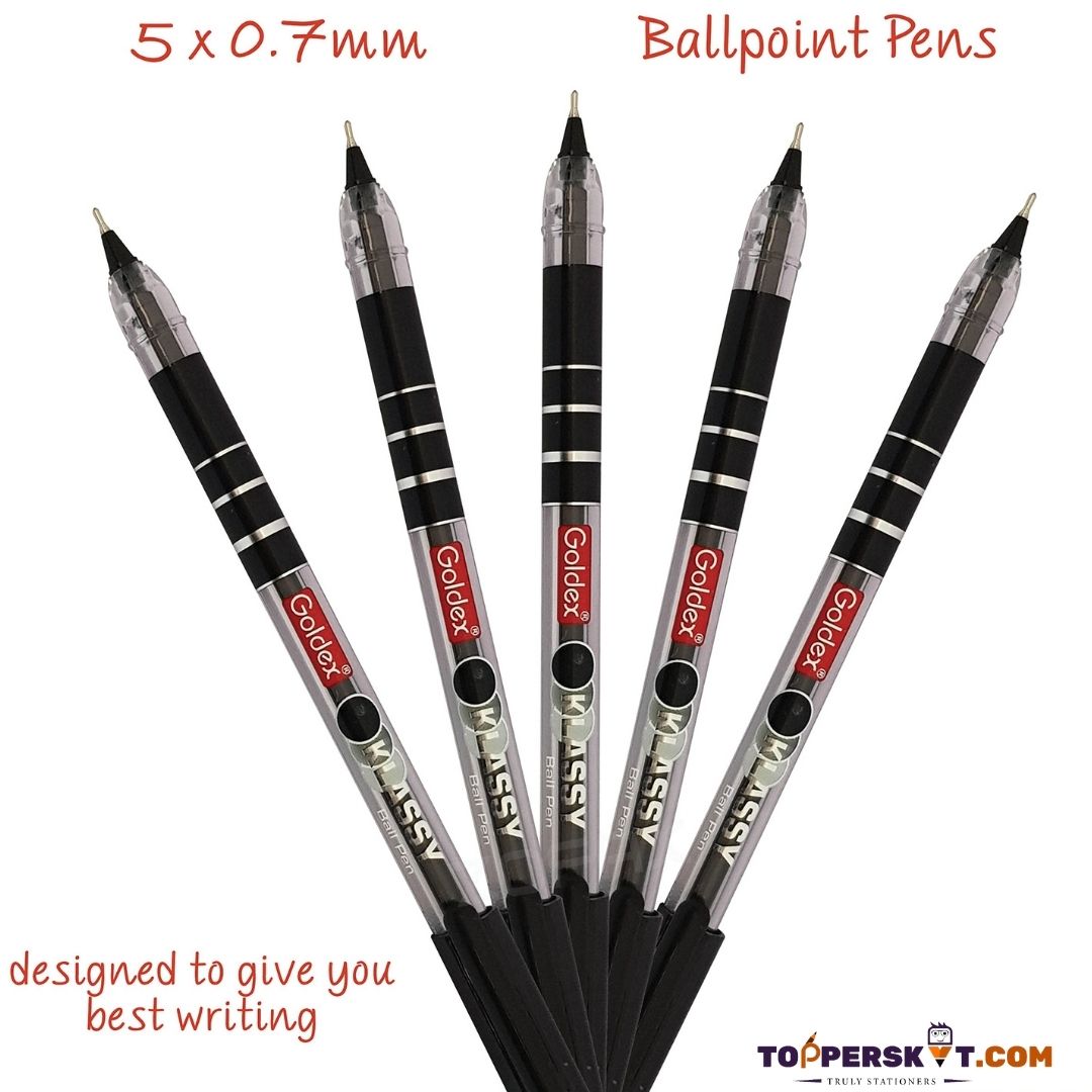 Goldex Klassy Ball Pen – Black: A Symphony of Elegance and Precision ( Pack of 5 ) - Topperskit LLP
