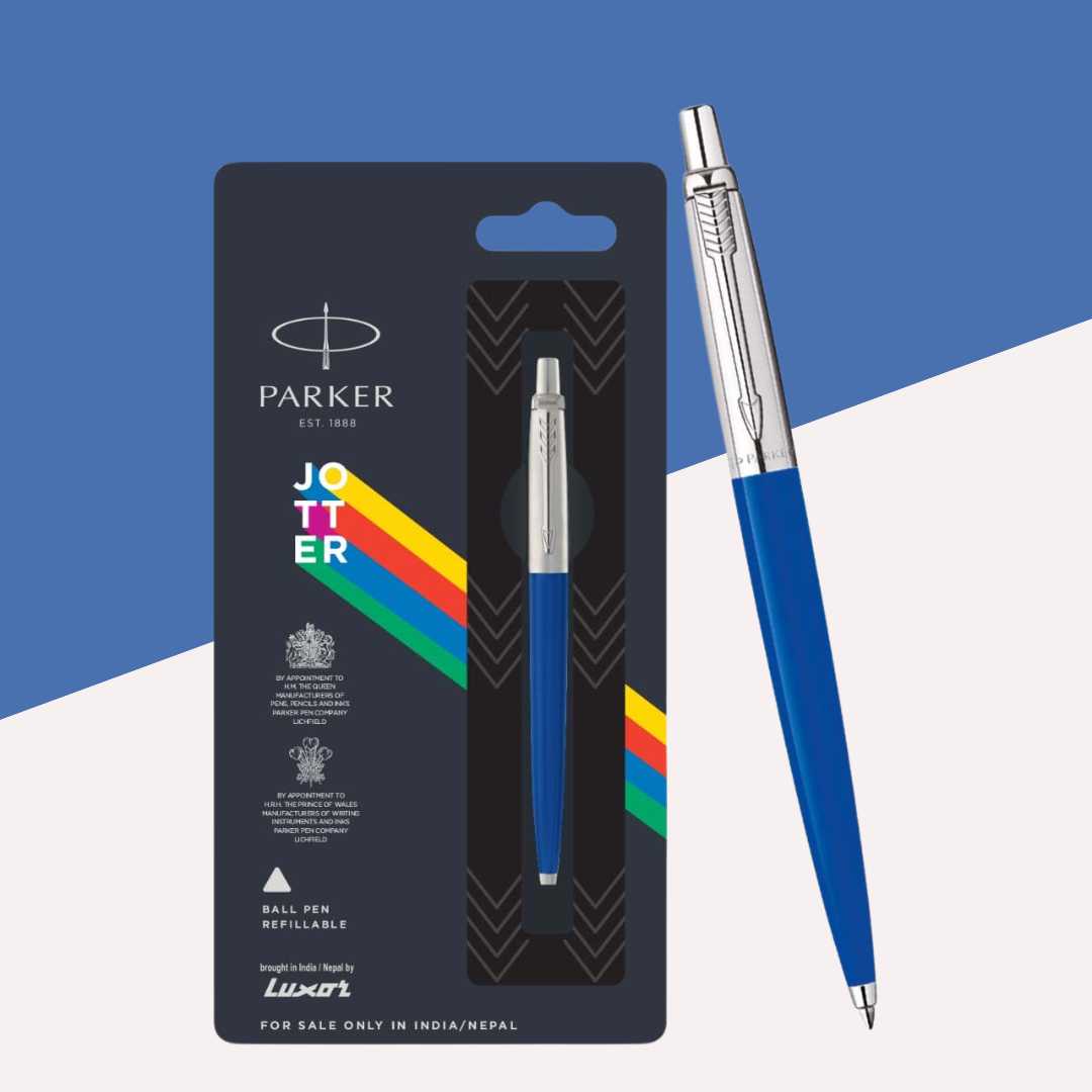 Parker EST-1888 Jotter Ball Pen With Stainless Steel Blue (Pack