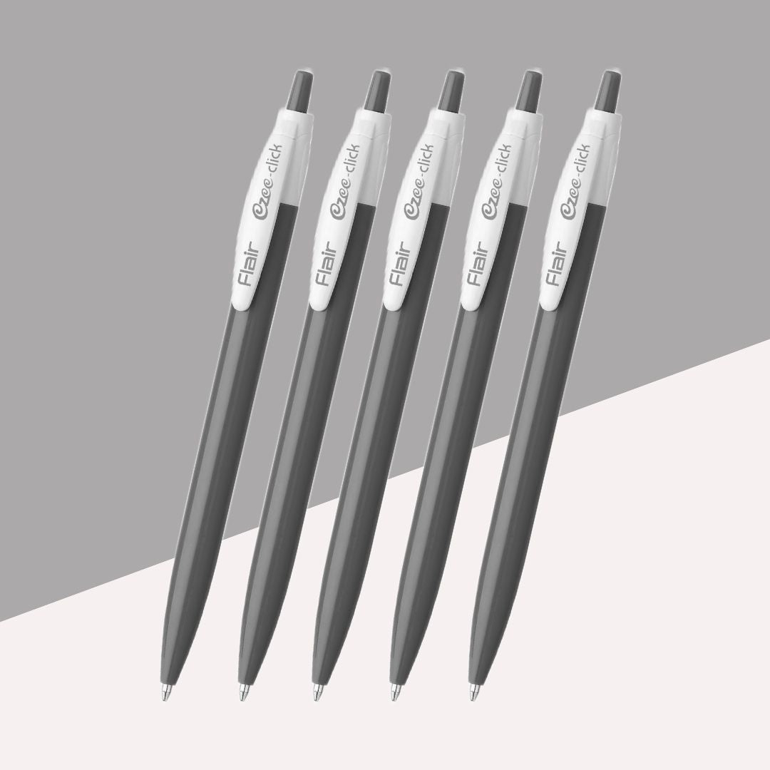 Flair Ezee Click Ball Pen – Black : Effortless Writing in Every Click ( Pack of 5 ) - Topperskit LLP