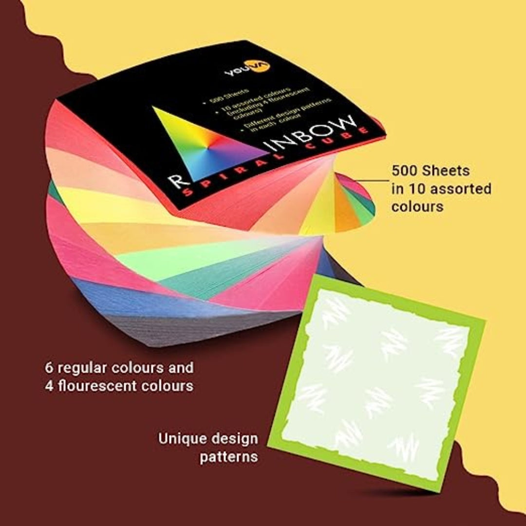 Navneet Youva Rainbow Spiral Cube Notepad – 500 Sheets (Pack of 1)