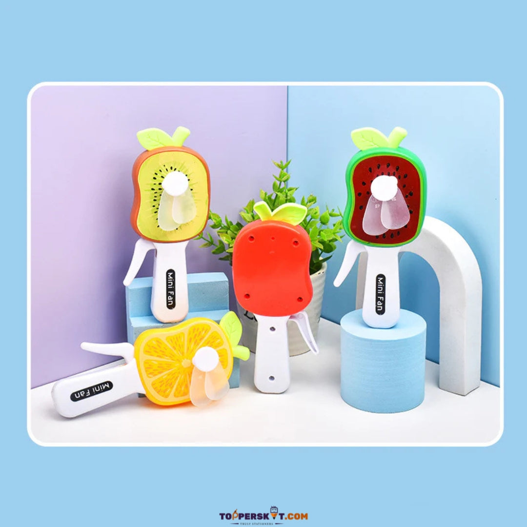 Cute Fruit Shape Mini Hand Fan for Kids – Summer Cooling Toy (Pack of 1)
