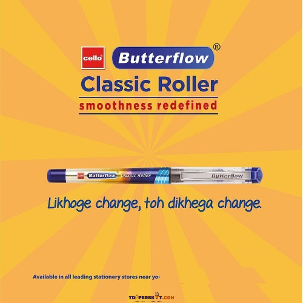 Cello Butterflow Classic Roller Pen Blue – Smooth Writing Experience (Pack Of 1)