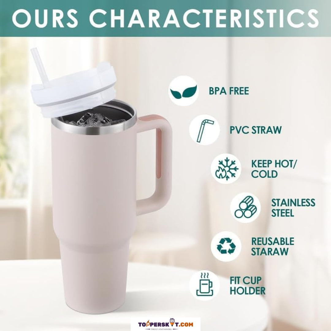 Stainless Steel Tumbler with Handle & Straw - 1200ml Water Bottle (Pack of 1)