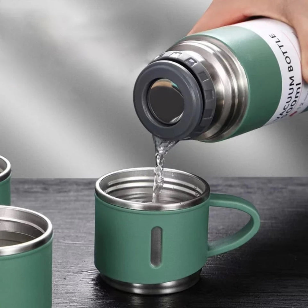 Stainless Steel Vacuum Thermal Flask Set – 500ml Hot & Cold 12-hour Insulation (Pack of 1)