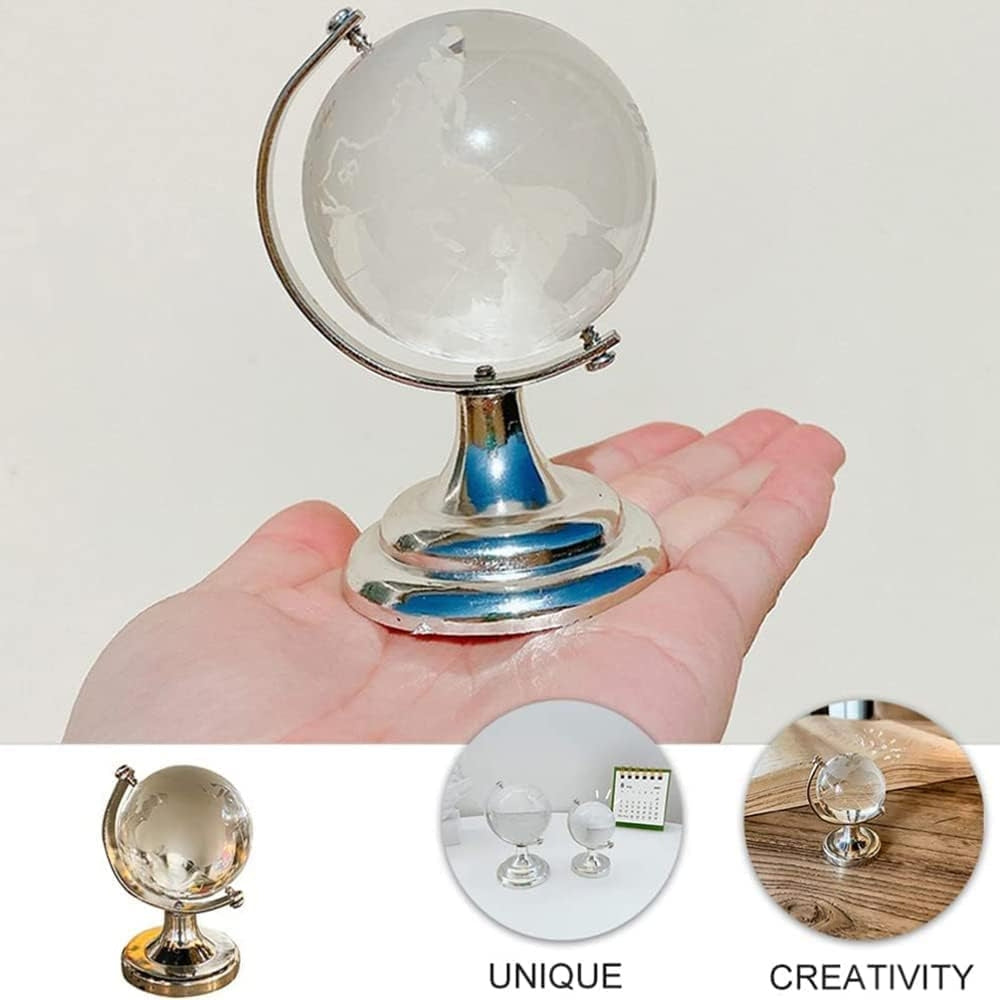 Mini World Globe Crystal Glass -Elegant Desk & Home Décor Showpiece (Pack of 1)