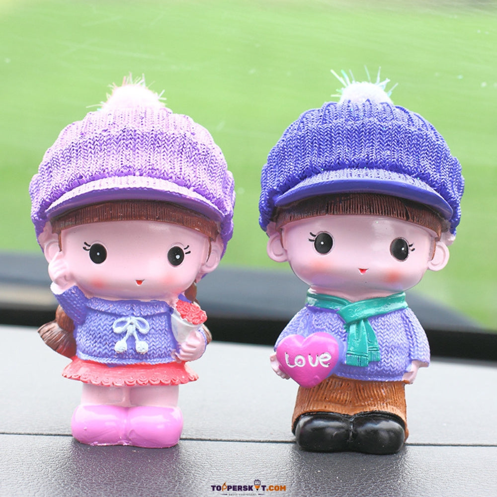 Mini Cute Couple Doll Ornaments for Home Decoration (Pack of 2)