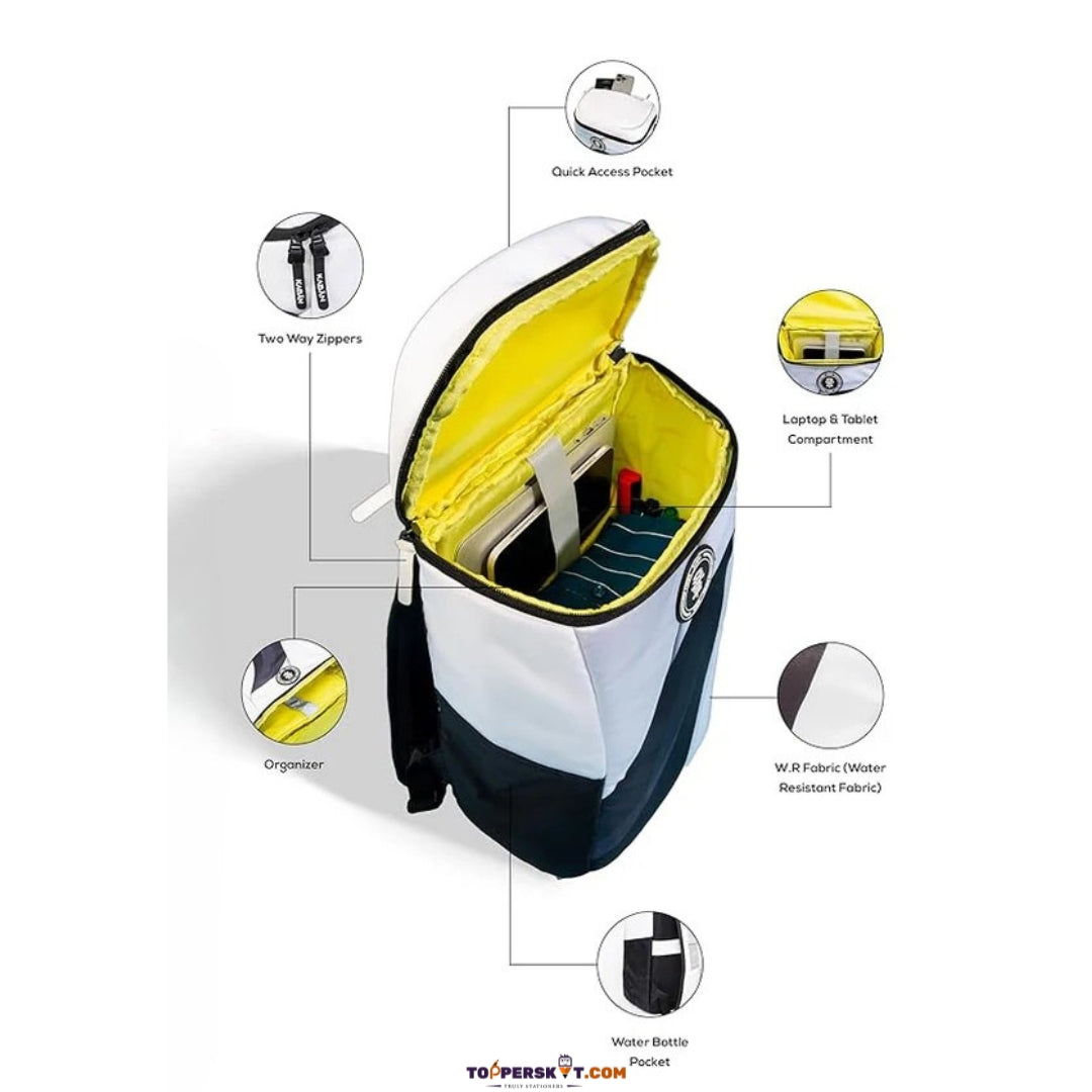 Kaban White Glacier Backpack – 25L Durable & Stylish Travel Companion (Pack of 1)
