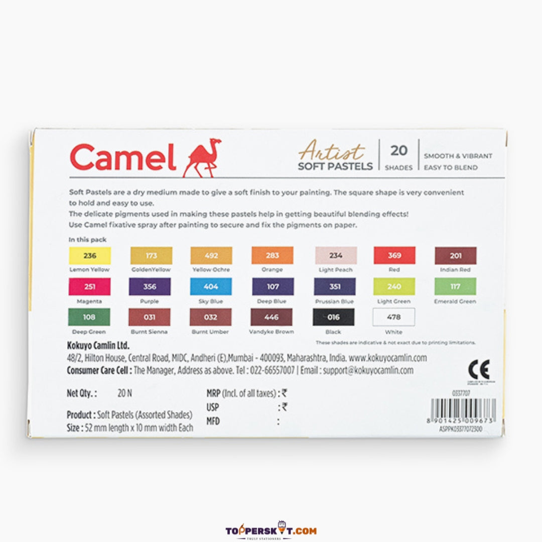 Camel Artist Soft Pastels –  Smooth Texture & Superior Blending (Pack of 20)