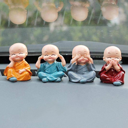 Multicolored Buddha Monk Statues : Harmony in Resin