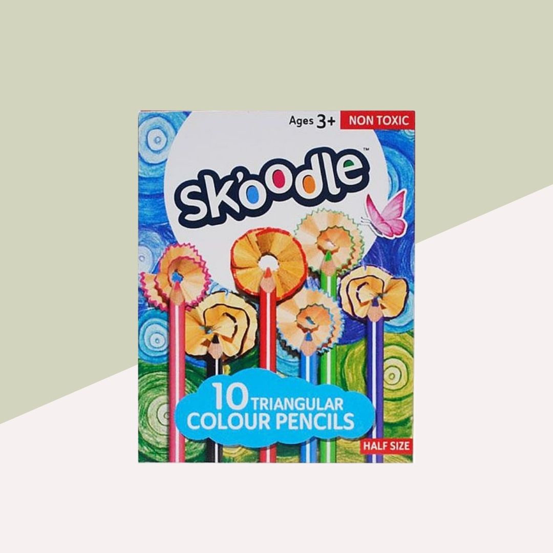 SKOODLE Non-Toxic Triangular Colored Pencils Set With Built-In Sharpener: Inspire Creativity In Kids ( Pack Of 12 ) - Topperskit LLP
