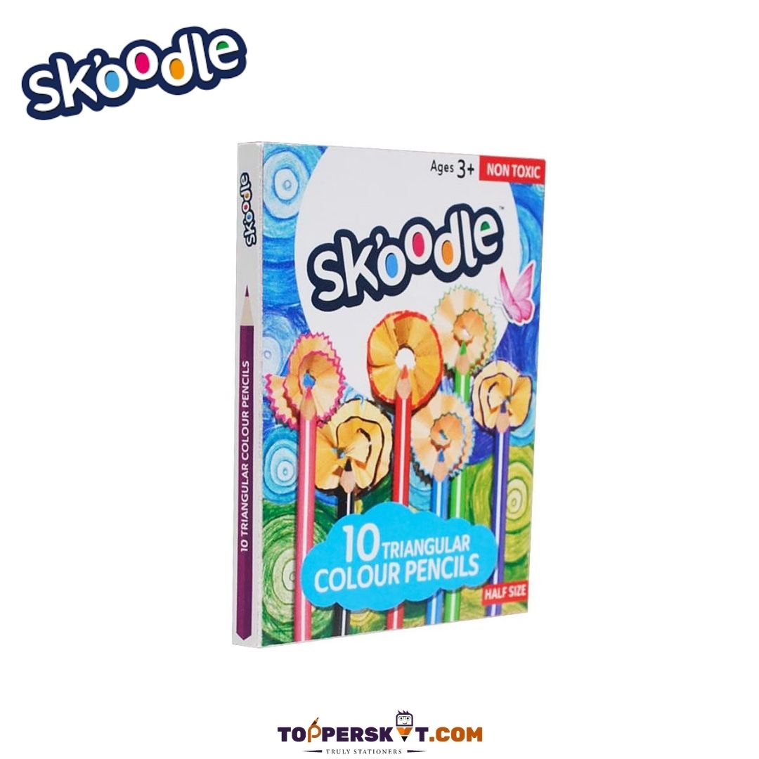 SKOODLE Non-Toxic Triangular Colored Pencils Set With Built-In Sharpener: Inspire Creativity In Kids ( Pack Of 12 ) - Topperskit LLP