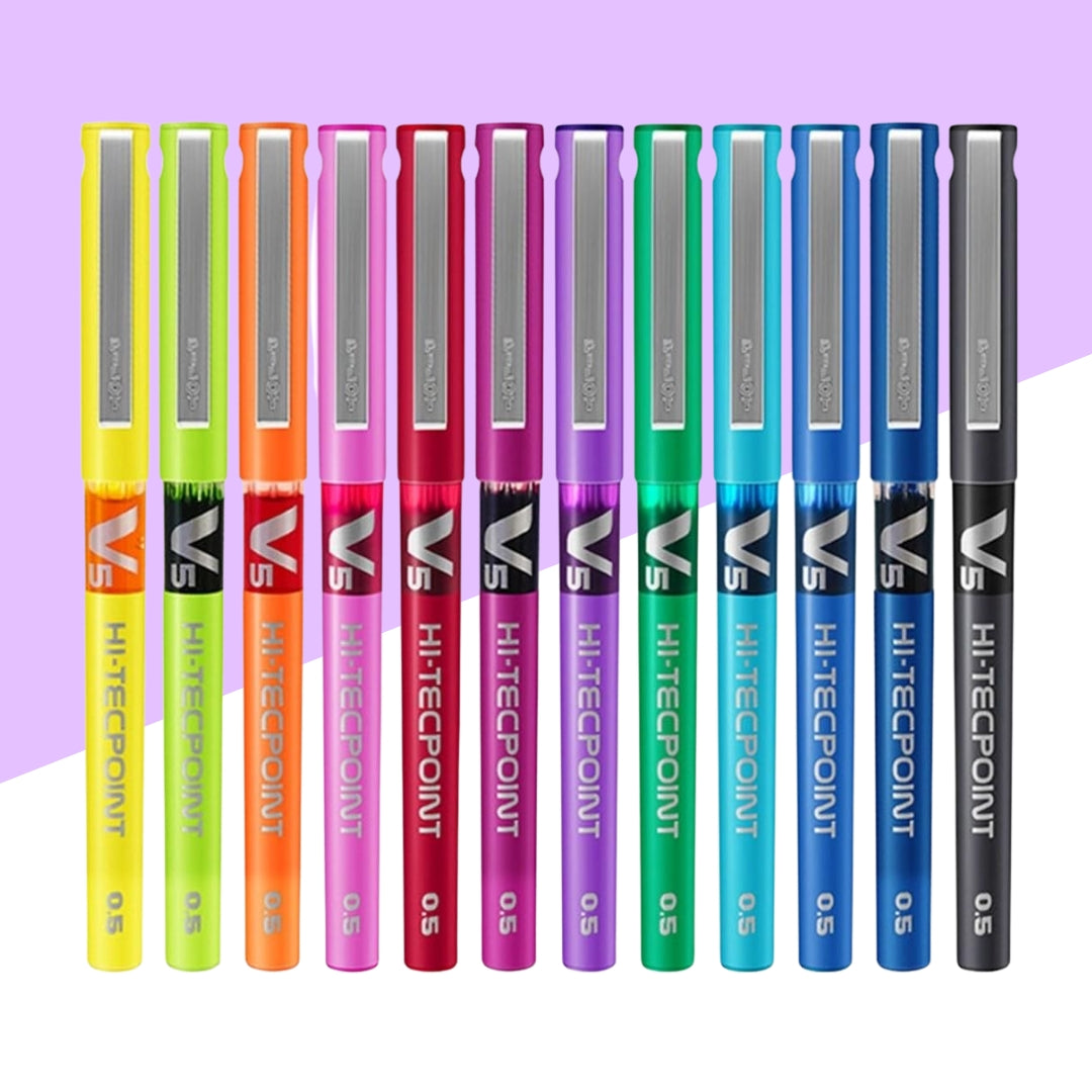 Pilot V5 Hi-Tecpoint Liquid Ink Rollerball Pen 0.5mm Green X 12