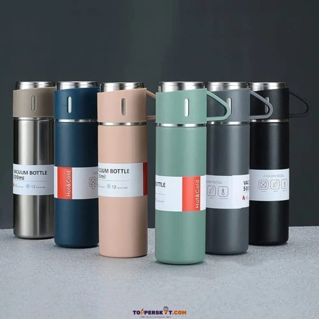 Stainless Steel Vacuum Thermal Flask Set – 500ml Hot & Cold 12-hour Insulation (Pack of 1)