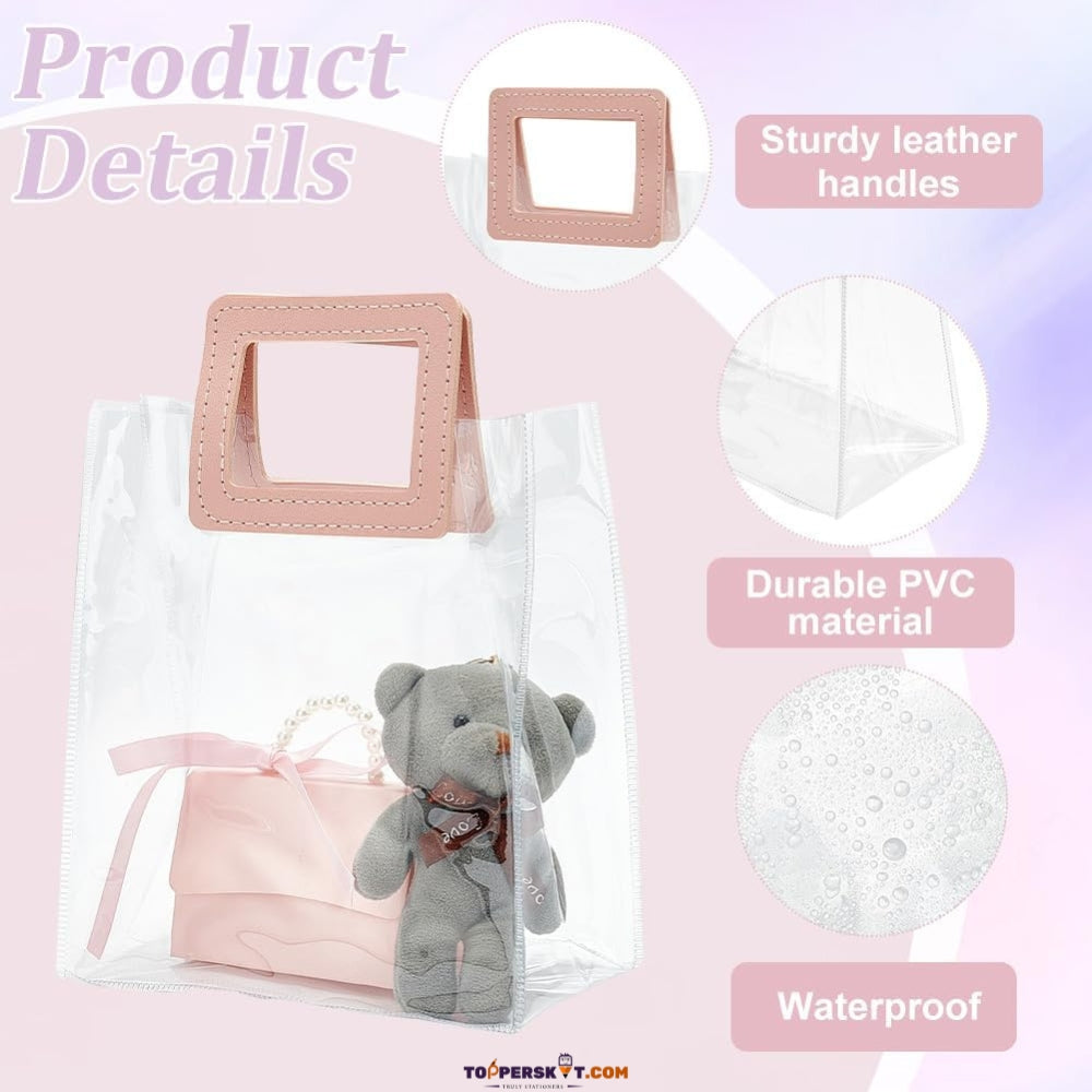 Transparent Clear Gift Bag with Handle – Reusable PVC Gift Wrap Bag (Pack of 1)