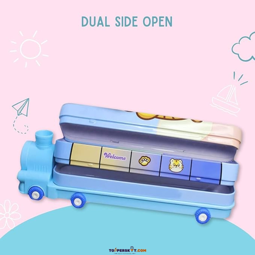 Cute Train Shaped High Quality Pencil Box - Pink (Pack Of 1)