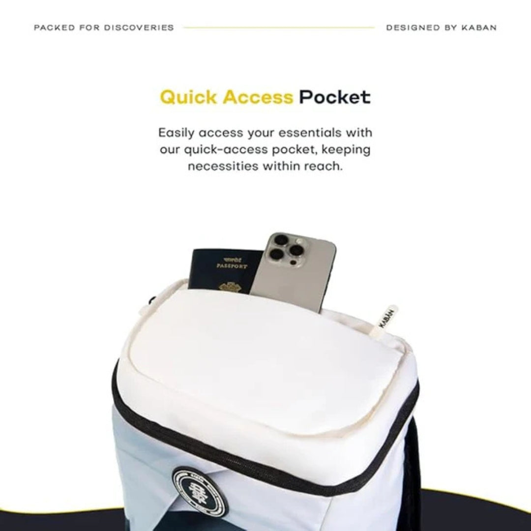 Kaban White Glacier Backpack – 25L Durable & Stylish Travel Companion (Pack of 1)