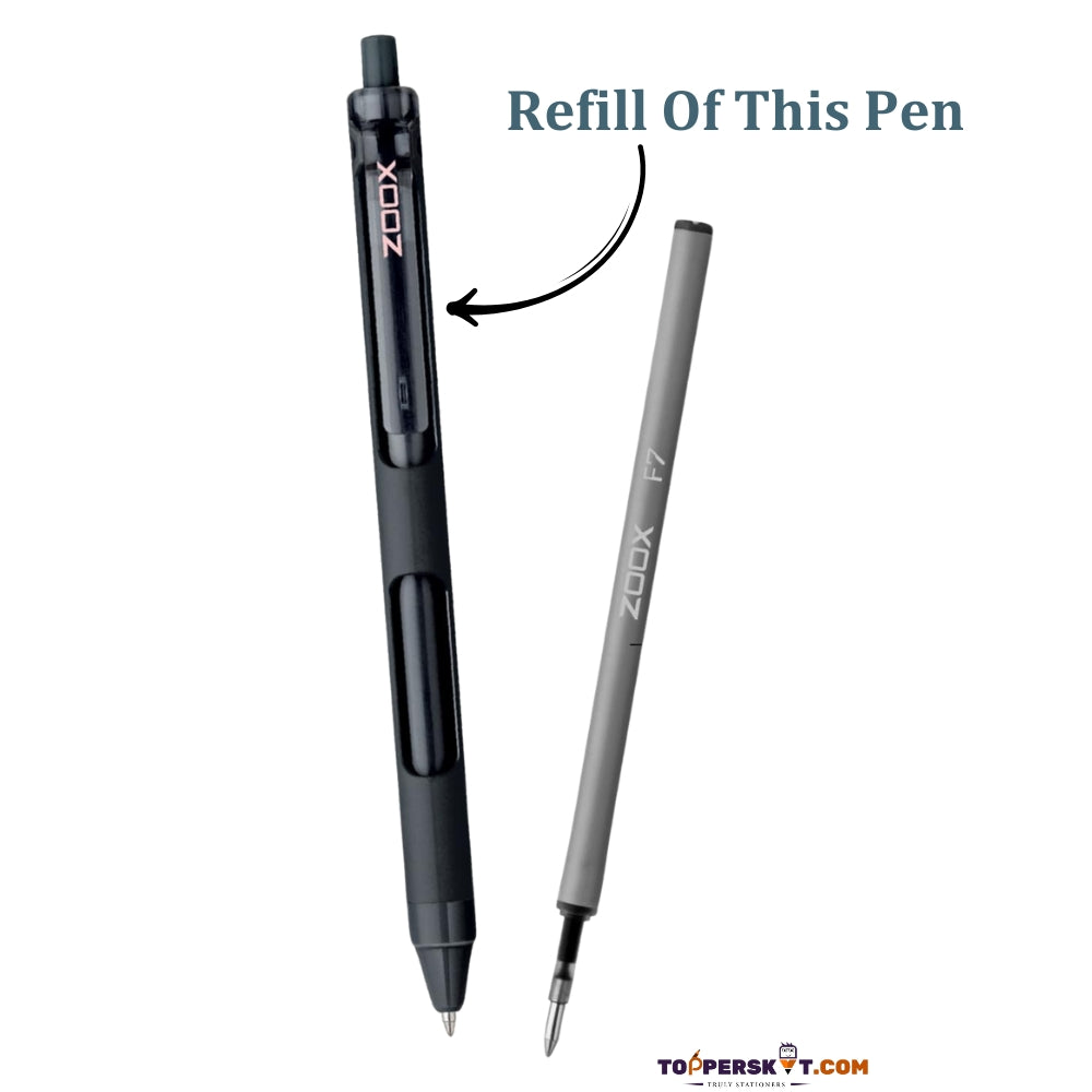 (5 Pcs.) Zoox F7 Pen Refill -Black Ink, Smooth Writing With High-Quality Refills