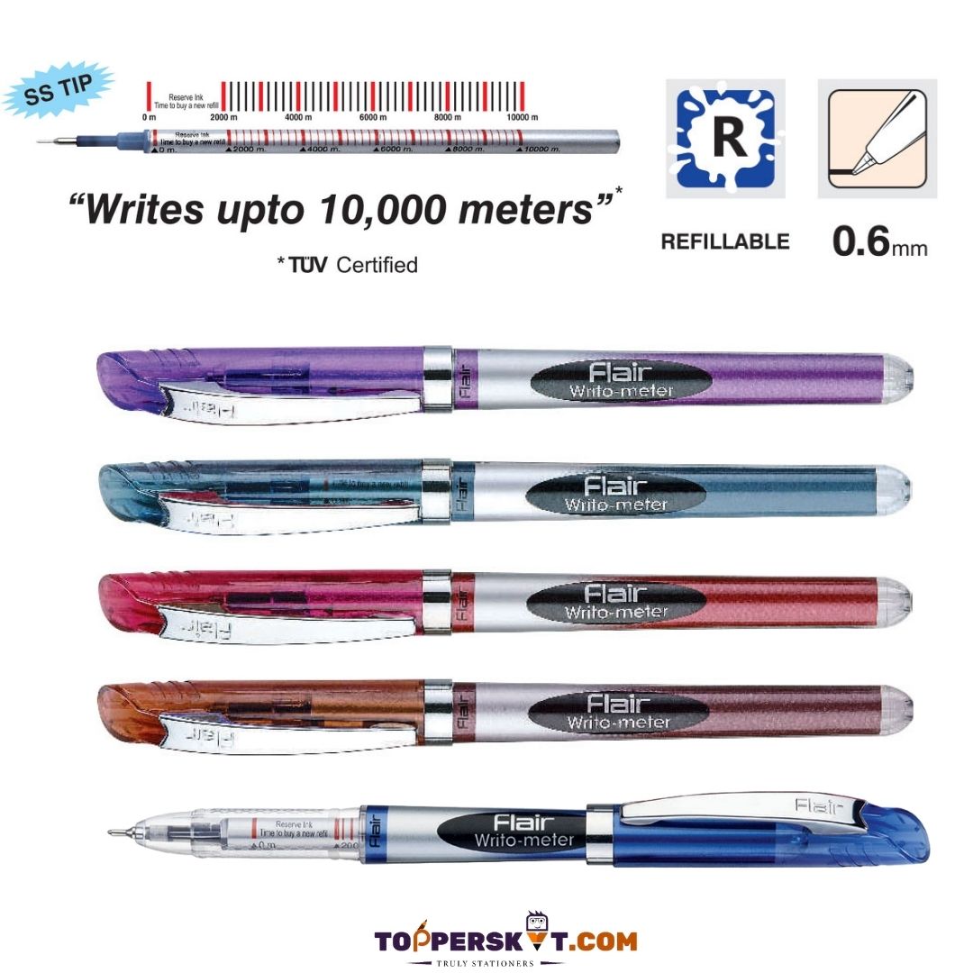 Flair Writometer Ball Pen – Blue: Unleash the Power of Endless Writing ( Pack of 1 ) - Topperskit LLP
