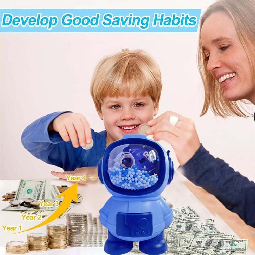 Cute Astronaut Design Piggy Bank for kids-Password Protected (Pack of 1)