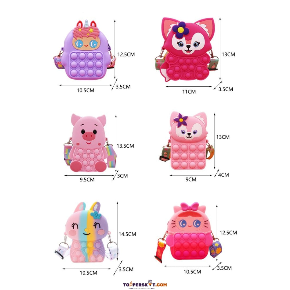 Cute Cartoon Pop-it Silicone Coin Purse – Best for Girls Adorable (Pack of 1)