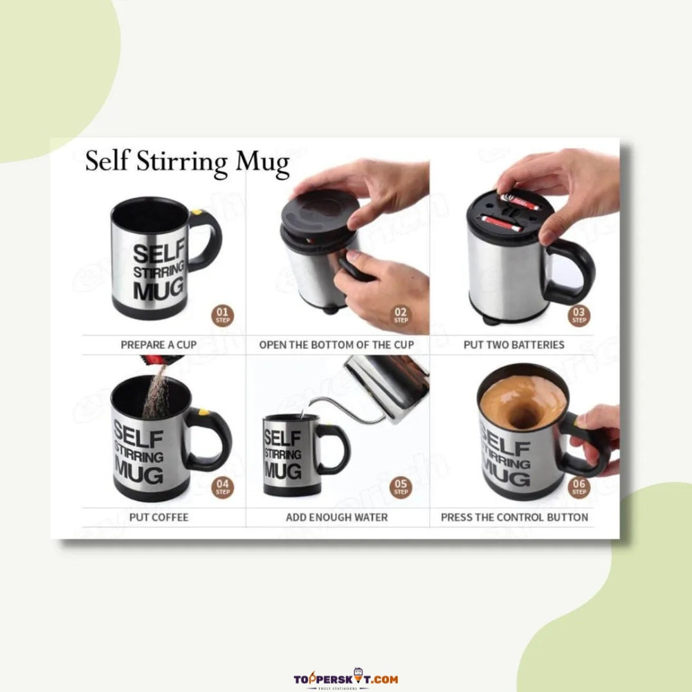 Self-Stirring Mug – Automatic Mixing Mug, Stainless Steel (Pack of 1)